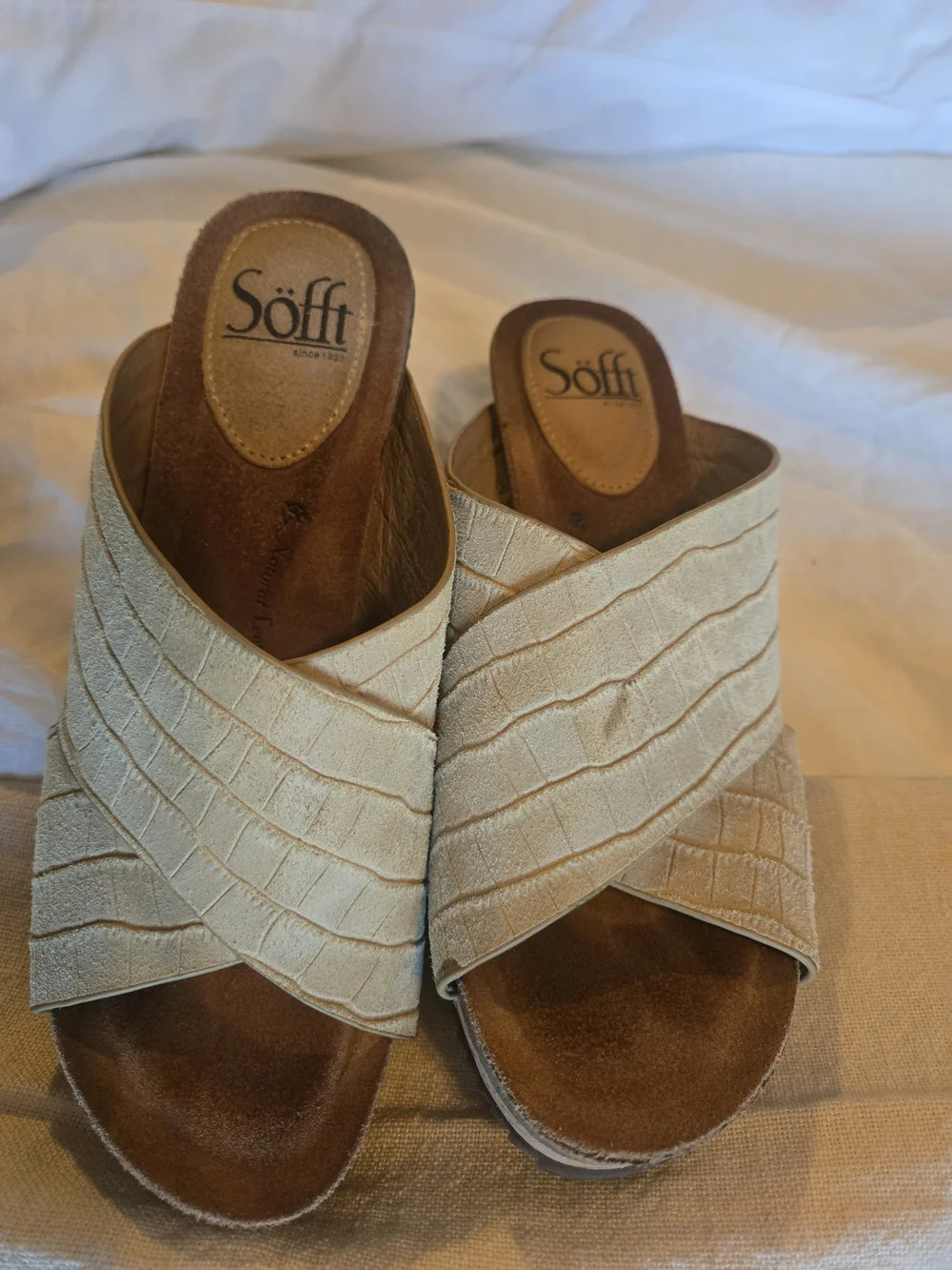 Sofft CIERA Wedge Slide Sandals in Light Beige - Women